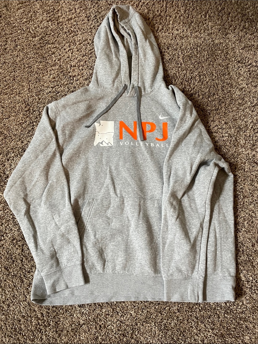 Nike Gray Hoodie with Orange NPJ Volleyball Logo